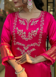 Viscose Silk Punjabi Suit with Embroidered Dupatta Elegance 9