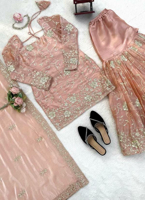 JMC Silk Sharara Set with Embroidered Dupatta