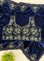 Silk Saree in Pure Velvet with Embroidery Border & Blouse Piece 9