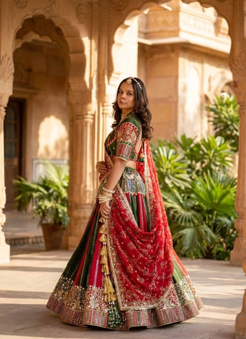 Fox Georgette Bridal Lehenga Choli with Heavy Embroidery + Dupatta