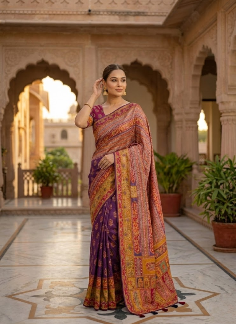 Pure Kani Silk Saree with Silk Mark Certified