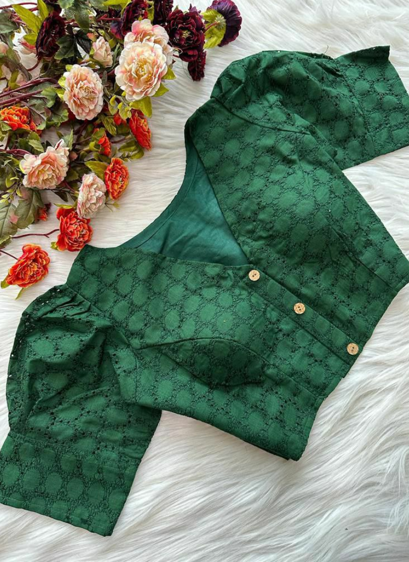 Pure Cotton Hakoba Puff Sleeve Blouse with Football Design