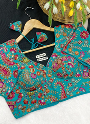 Heavy Velvet Partywear Blouse with Half Sleeves 7