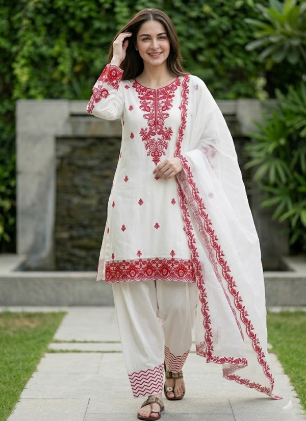 Rayon Cotton Kurti Set with Silk Dupatta