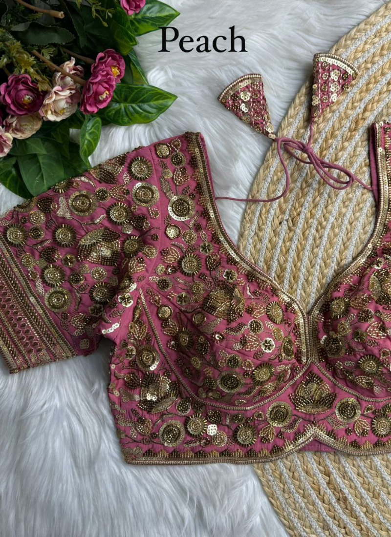 Heavy Jari & Beads Work Pure Roman Silk Blouse