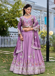 Pure Vichitra Embroidered Lehenga Choli Set 1