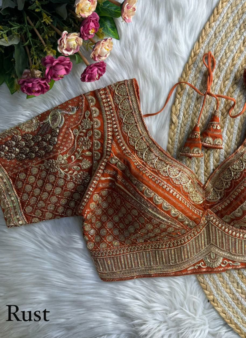 Roman Silk Women’s Blouse with Heavy Embroidery & Back‑Open Design