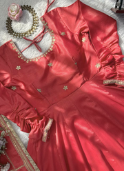 Anarkali Suit in Chinon Silk with Coding & Sequins Embroidery + Dupatta 7
