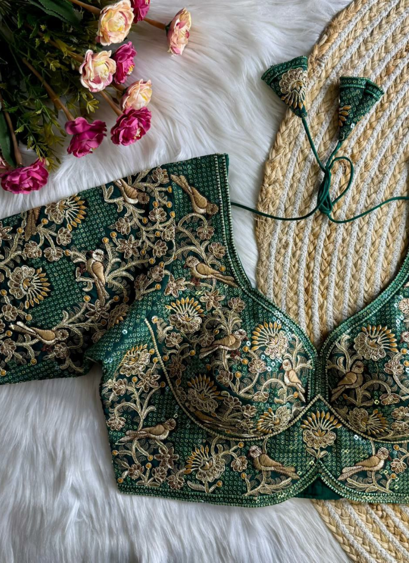 Roman Silk Women’s Blouse with Jari, Sequins & Codding Thread Work