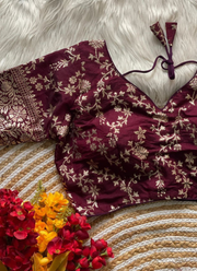 Pure Dola Silk Partywear Blouse with Front Open Style 14