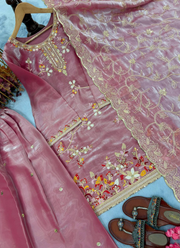 GMY Silk Sharara Suit with Sequins & Dori Embroidery + Dupatta 4