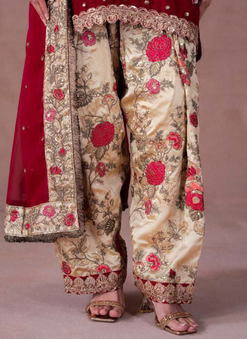 Georgette Patiyala Set with Mirror Embroidery