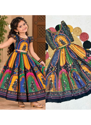 Chinon Silk Mirror Work Navratri Lehenga Set for Children Indian Girl Outfit 6