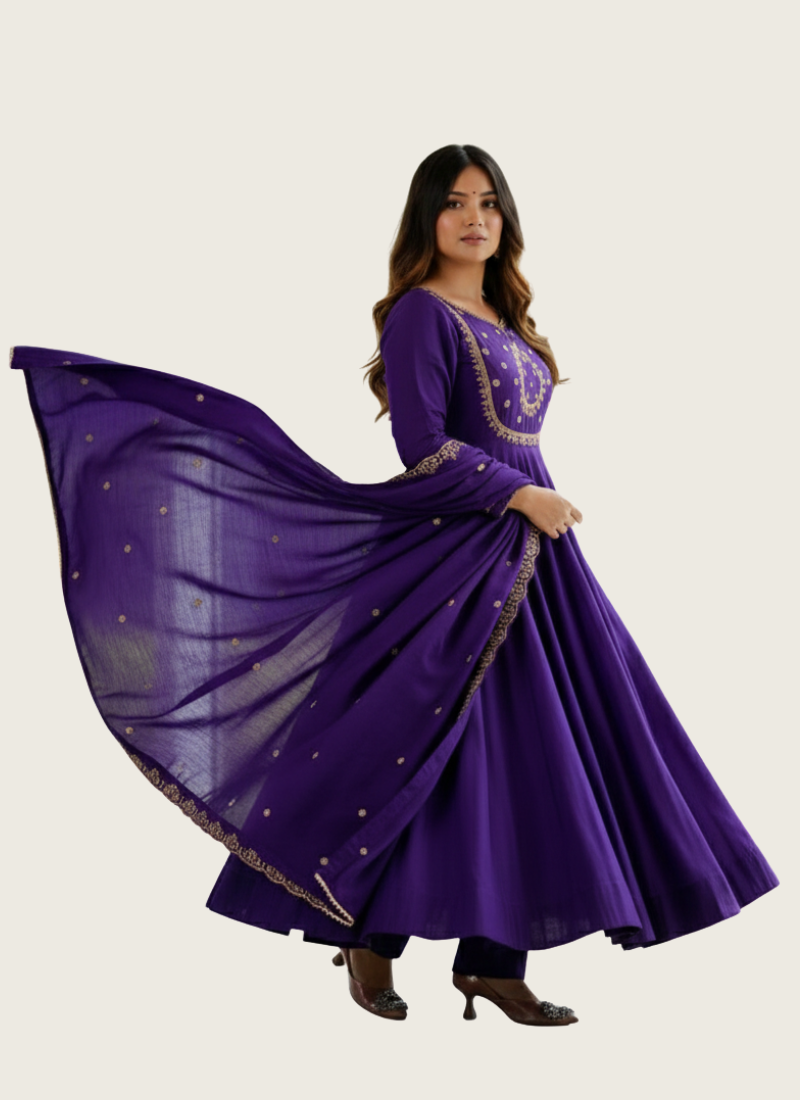 Royal Chanderi Silk Anarkali with Dupatta