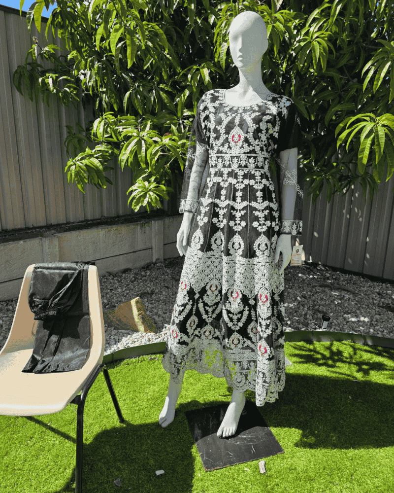 Elegant Black Pakistani Anarkali Suit with Dupatta