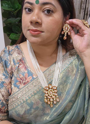 Kundan Necklace Set with Earrings – Pearl Finish 5
