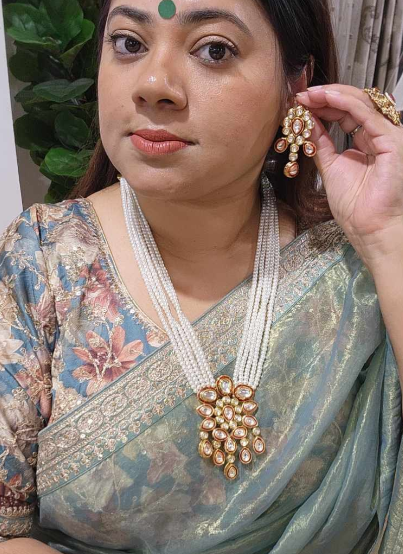Kundan Necklace Set with Earrings – Pearl Finish | Online Store in australia