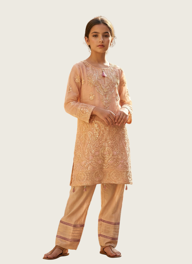 Baby Pink Chiffon Kids Salwar Suit – Kids Indian Fashion Shop in Australia