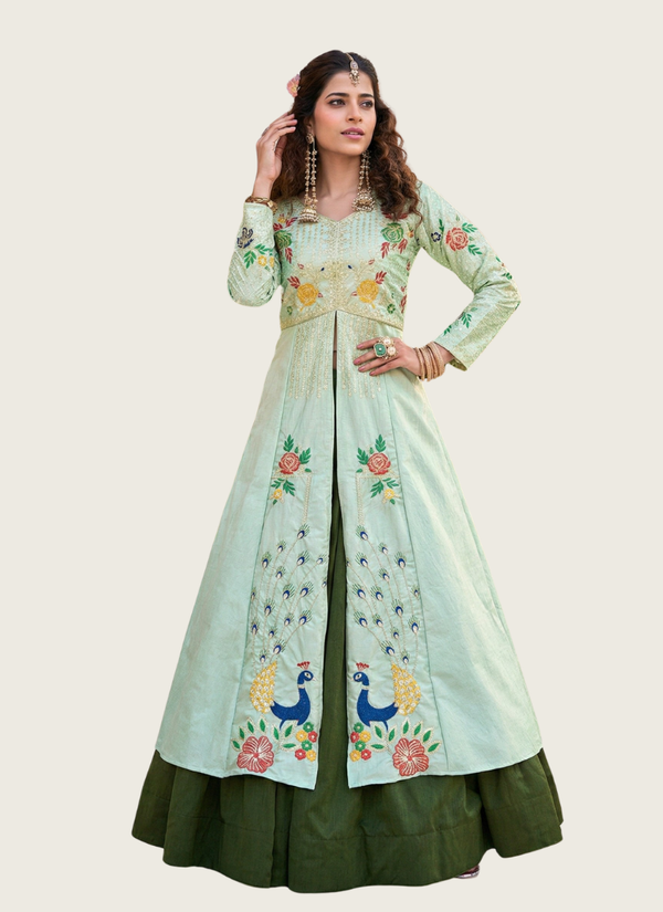 Satin Silk Lehenga Choli with Sequin Embroidery