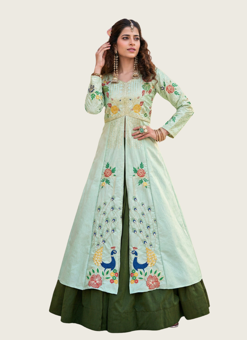 Satin Silk Lehenga Choli with Sequin Embroidery