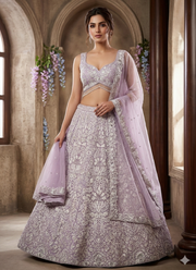 Silk Georgette Lehenga Choli with Mirror Work 5