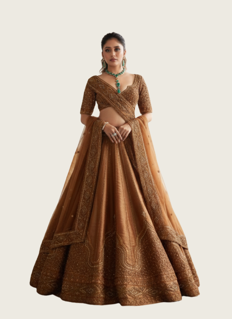 Satin Silk Lehenga Choli with Sequin &amp; Dori Work