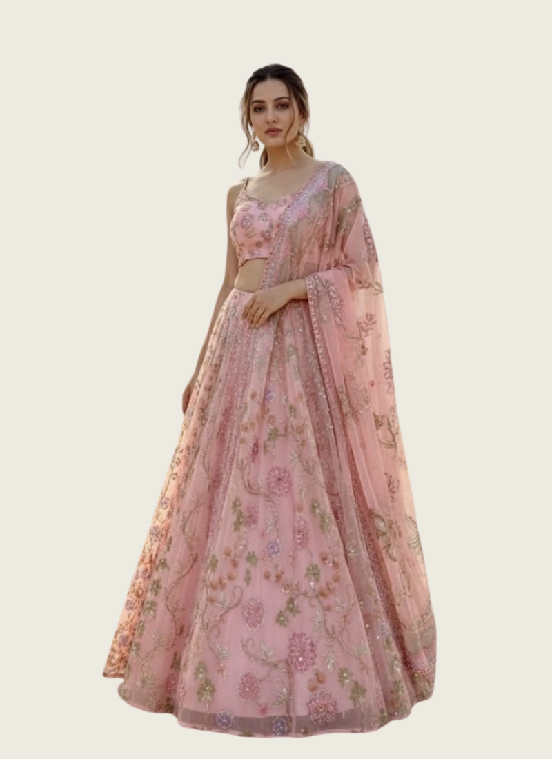 Taby Silk Lehenga Choli with Mirror & Sequin Work