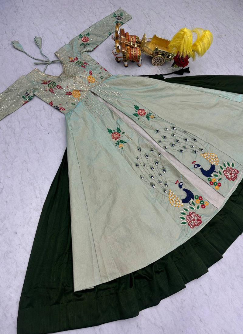 Satin Silk Lehenga Choli with Sequin Embroidery