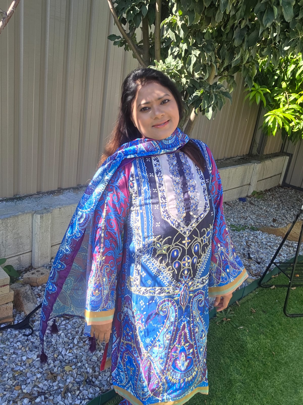 Elegant Chinon Silk Salwar Kameez with Embroidery & Dupatta – Festive Indian Dress