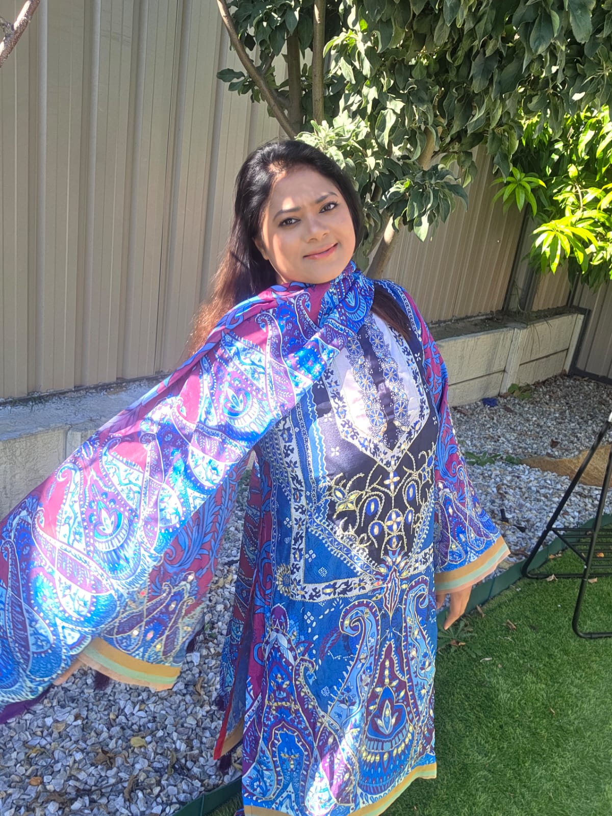 Elegant Chinon Silk Salwar Kameez with Embroidery & Dupatta – Festive Indian Dress