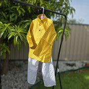 Yellow Silk Kurta with White Cotton Pyjama – Kids Kurta Pajama Set 9