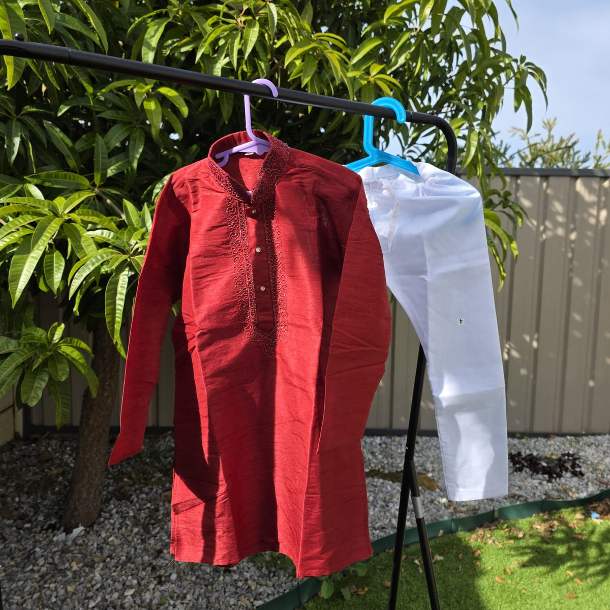 Red Kurta with White Cotton Pyjama – Kids Kurta Pajama Ethnic Set