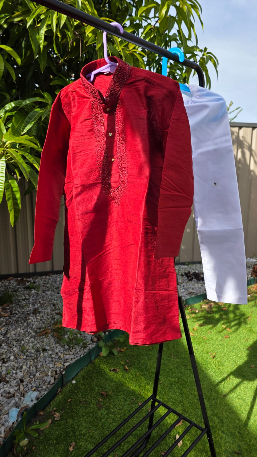 Red Kurta with White Cotton Pyjama – Kids Kurta Pajama Ethnic Set