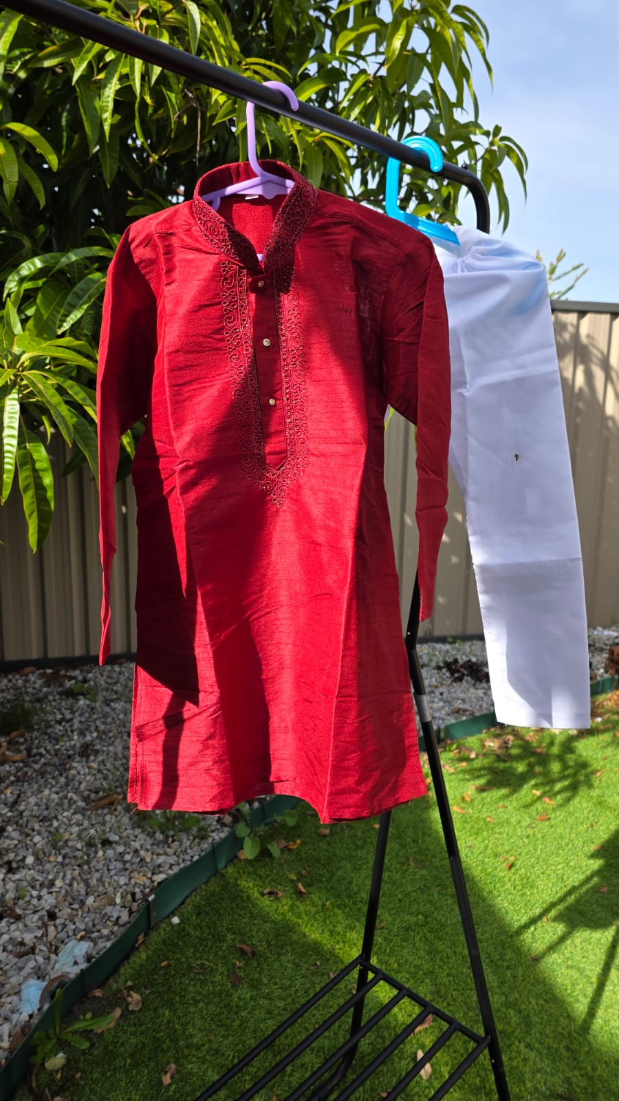 Red Kurta with White Cotton Pyjama – Kids Kurta Pajama Ethnic Set