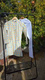 Kids Kurta Pajama – Multicolor Silk Kurta with White Cotton Pyjama 8