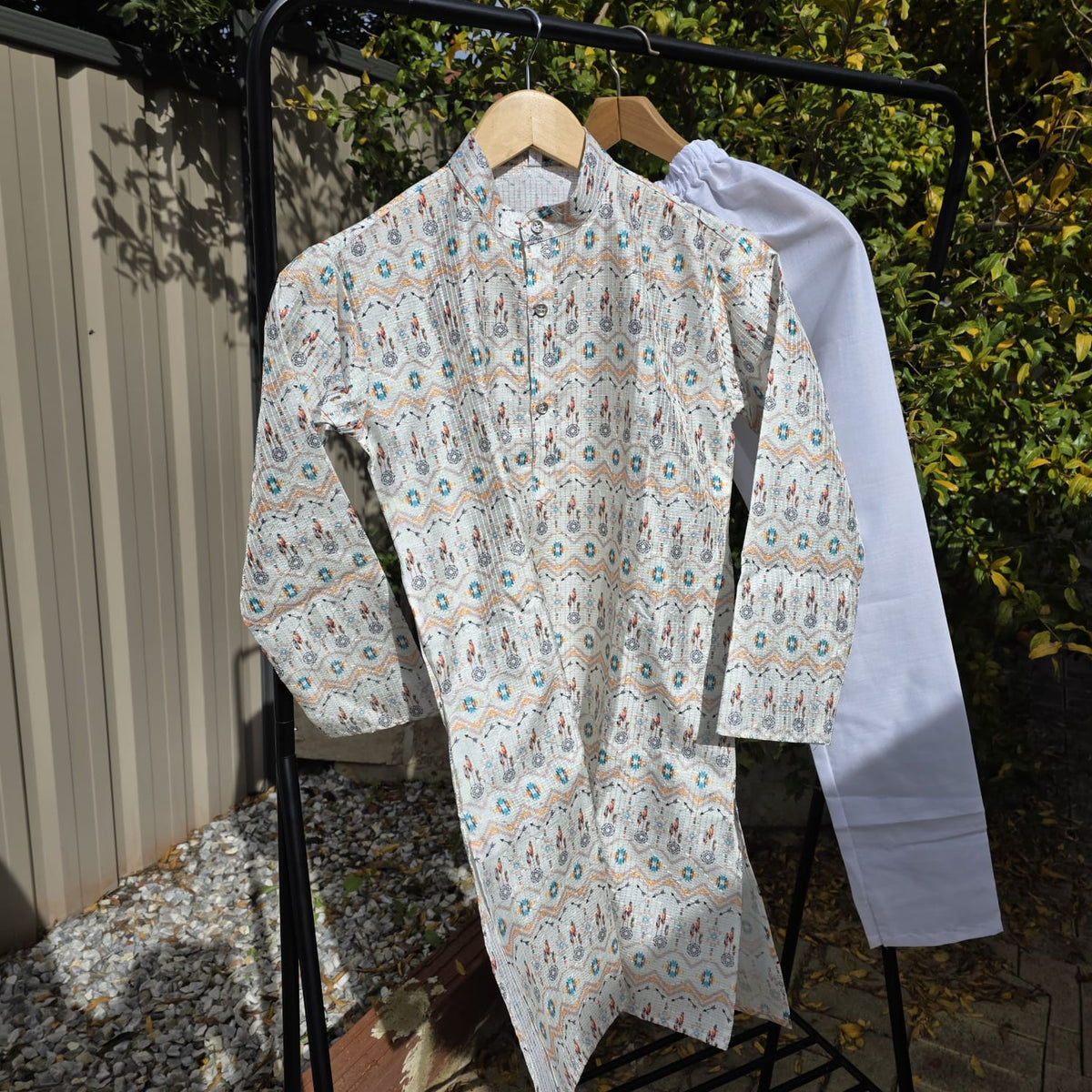 Multicolor Kids Kurta Pajama – Silk Kurta with Cotton Pyjama