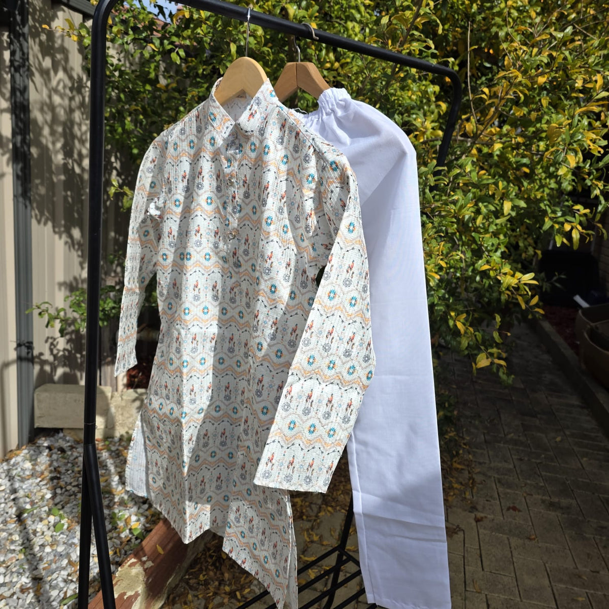 Multicolor Kids Kurta Pajama – Silk Kurta with Cotton Pyjama