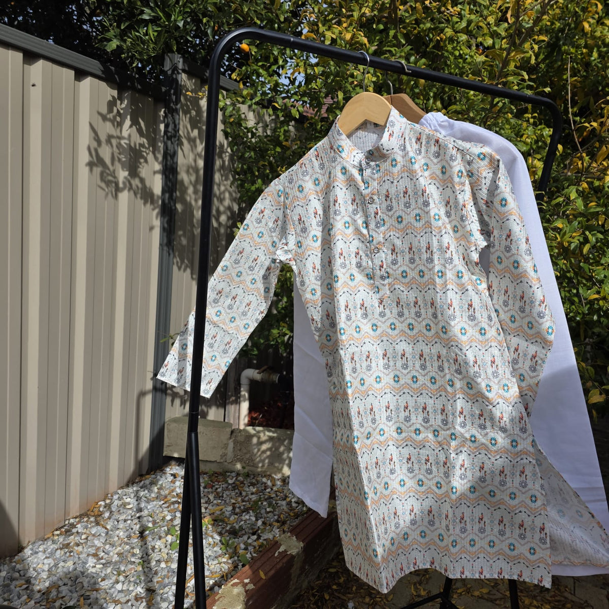 Multicolor Kids Kurta Pajama – Silk Kurta with Cotton Pyjama