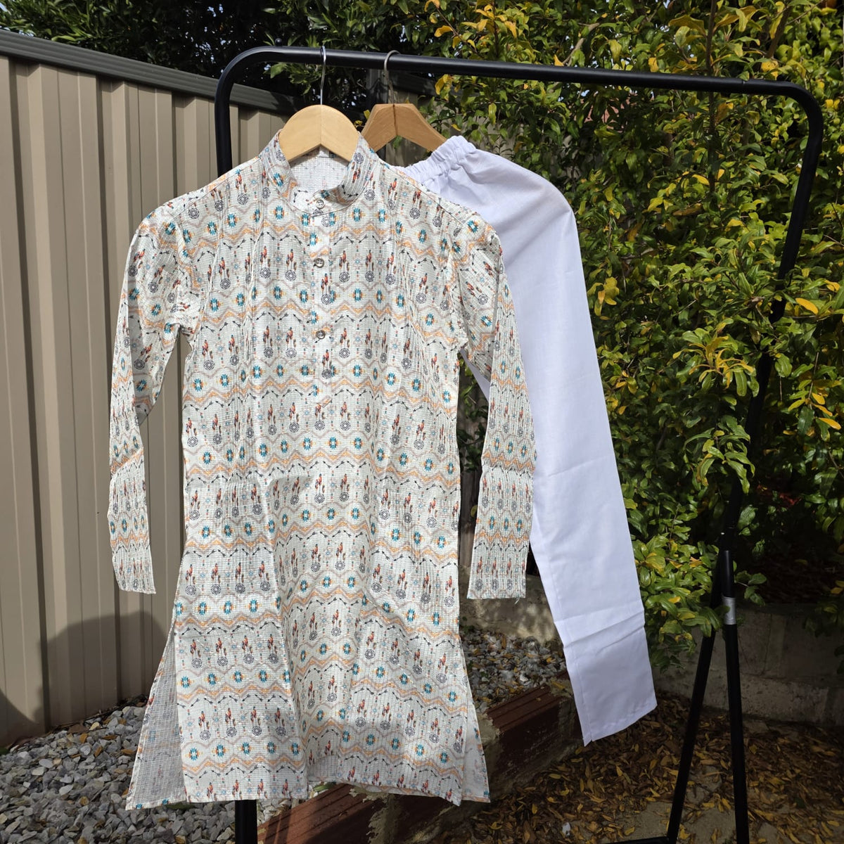 Multicolor Kids Kurta Pajama – Silk Kurta with Cotton Pyjama