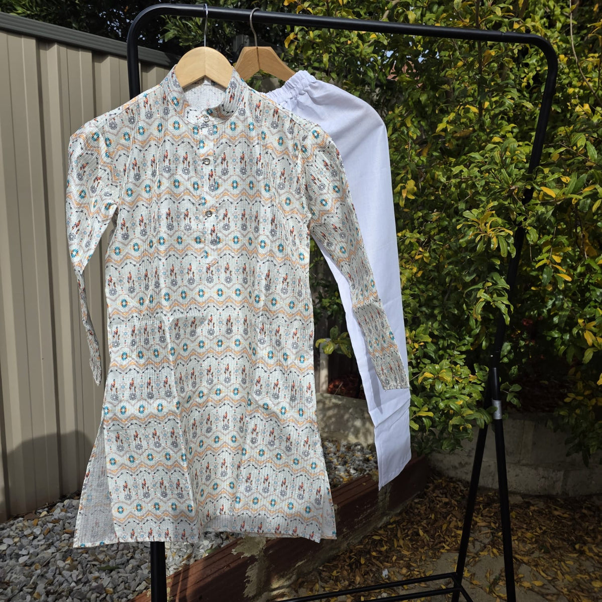 Multicolor Kids Kurta Pajama – Silk Kurta with Cotton Pyjama