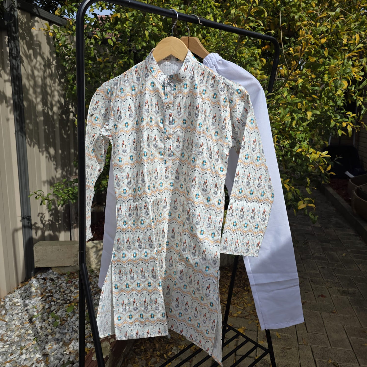 Multicolor Kids Kurta Pajama – Silk Kurta with Cotton Pyjama