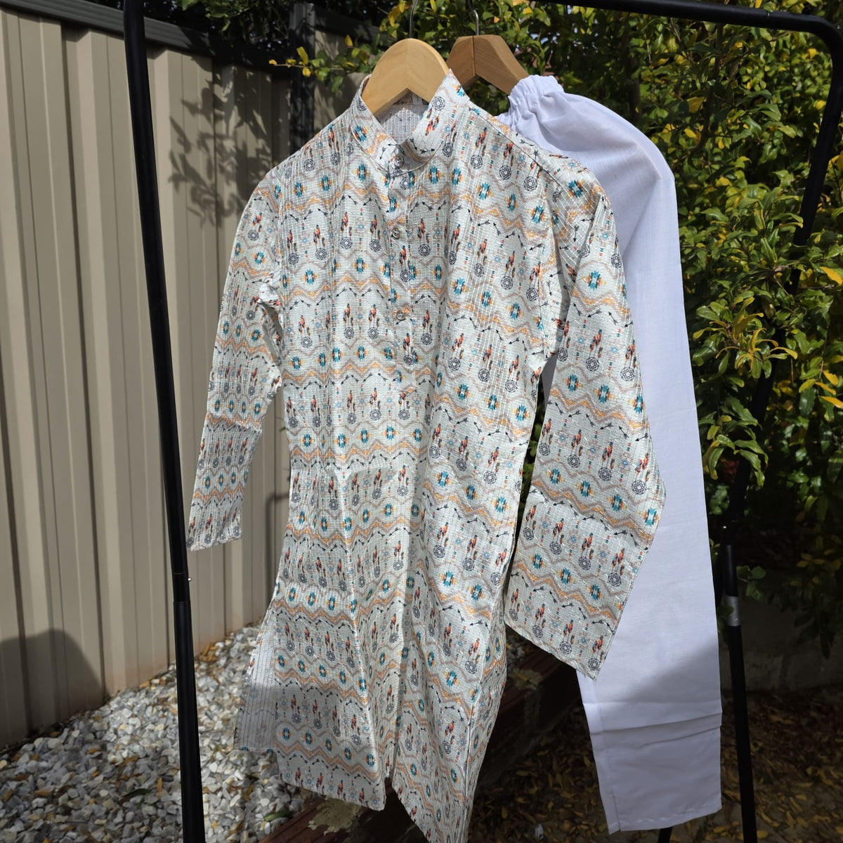 Multicolor Kids Kurta Pajama – Silk Kurta with Cotton Pyjama