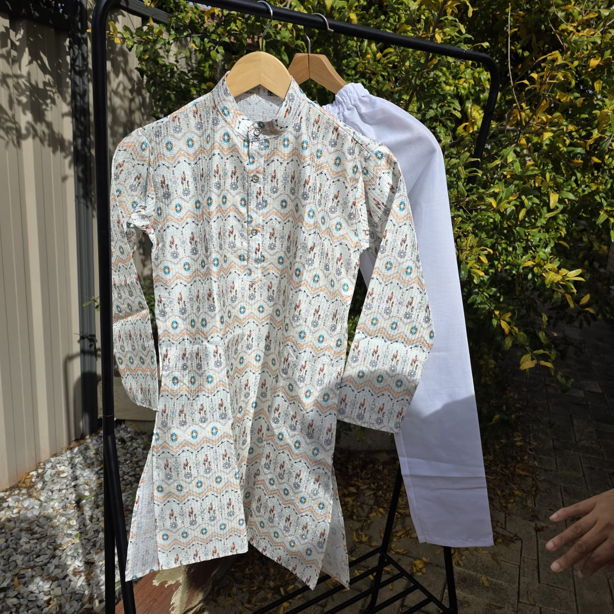 Multicolor Kids Kurta Pajama – Silk Kurta with Cotton Pyjama