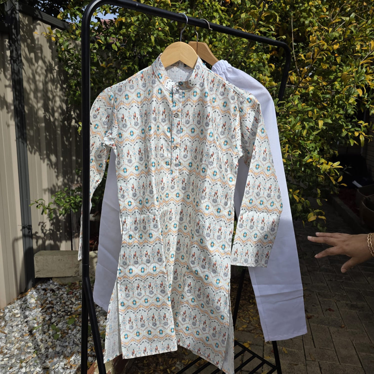 Multicolor Kids Kurta Pajama – Silk Kurta with Cotton Pyjama