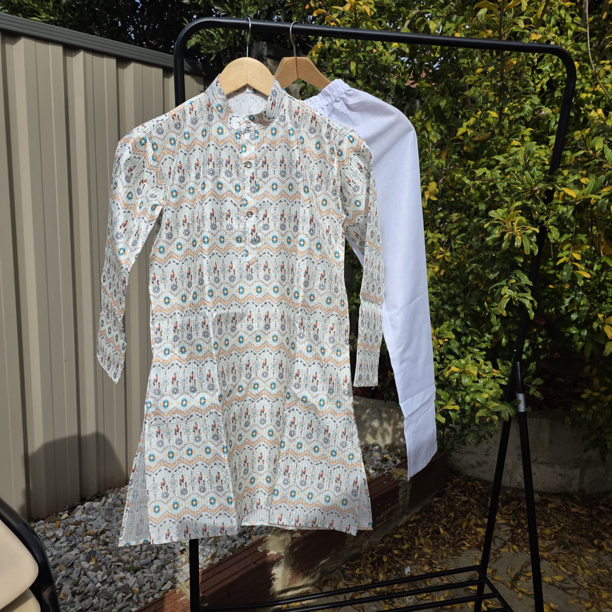 Multicolor Kids Kurta Pajama – Silk Kurta with Cotton Pyjama