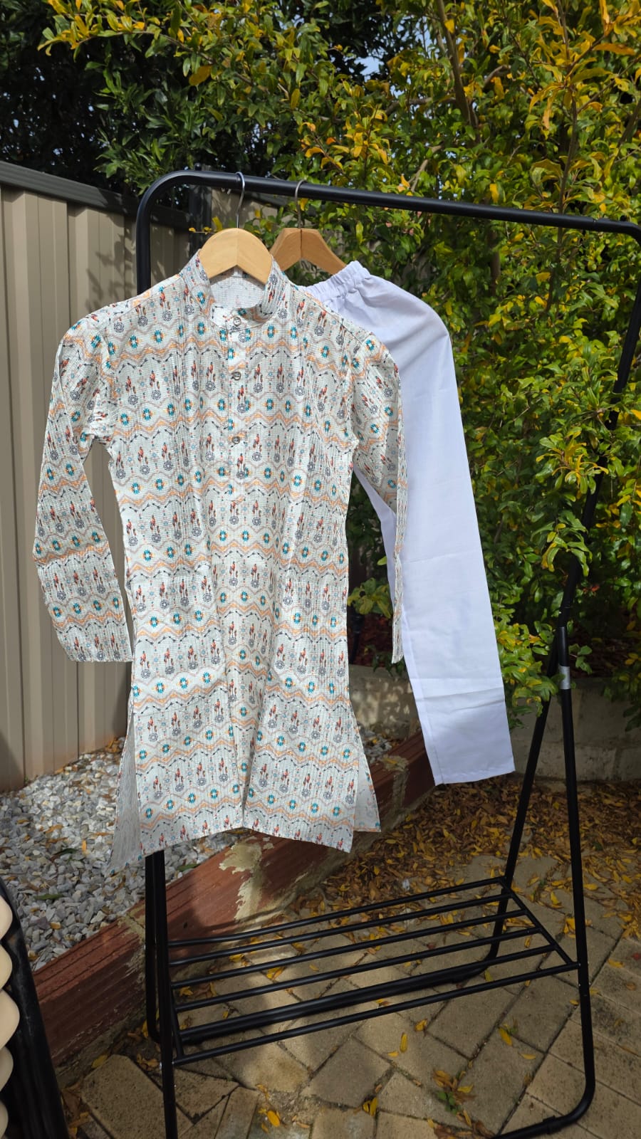 Multicolor Kids Kurta Pajama – Silk Kurta with Cotton Pyjama