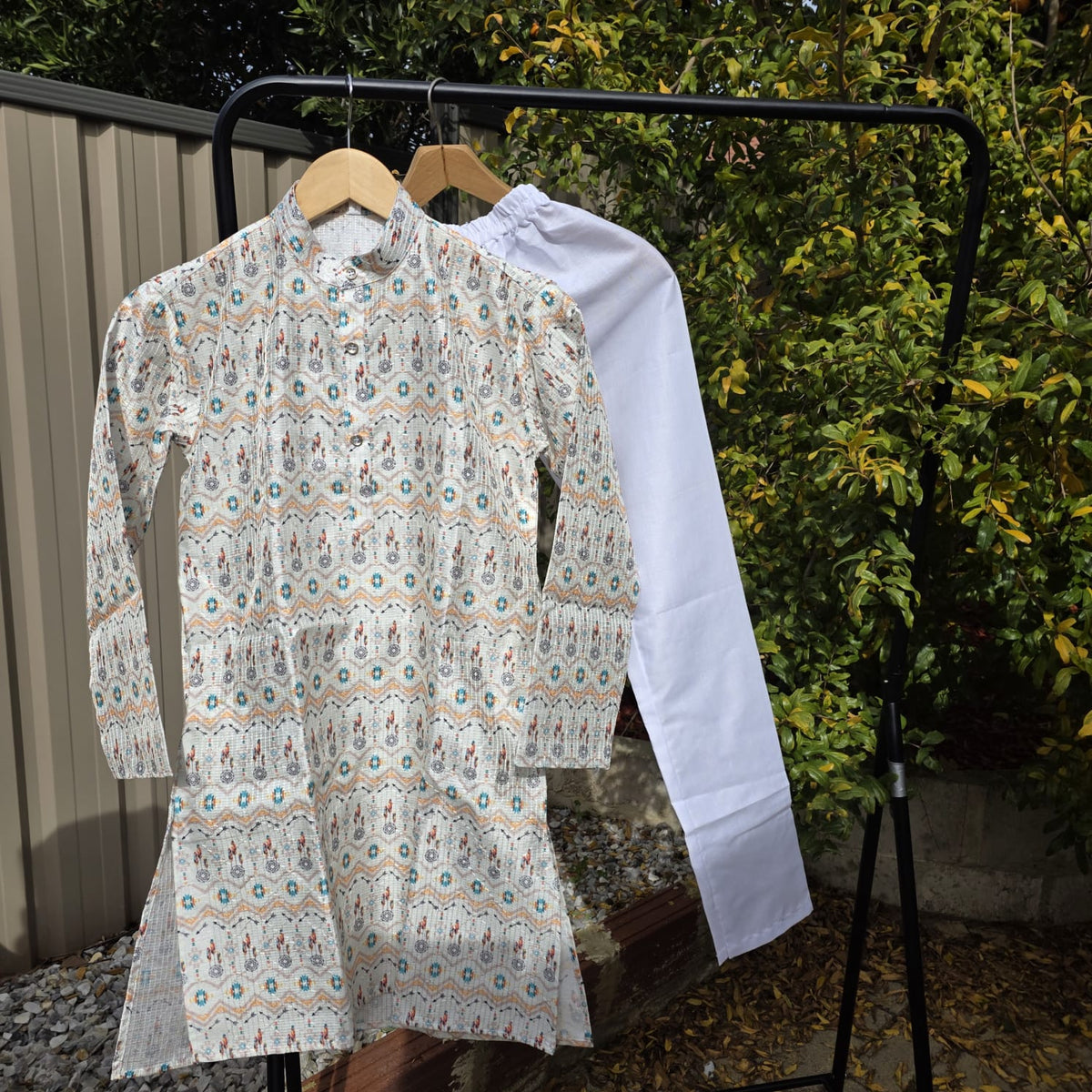 Multicolor Kids Kurta Pajama – Silk Kurta with Cotton Pyjama