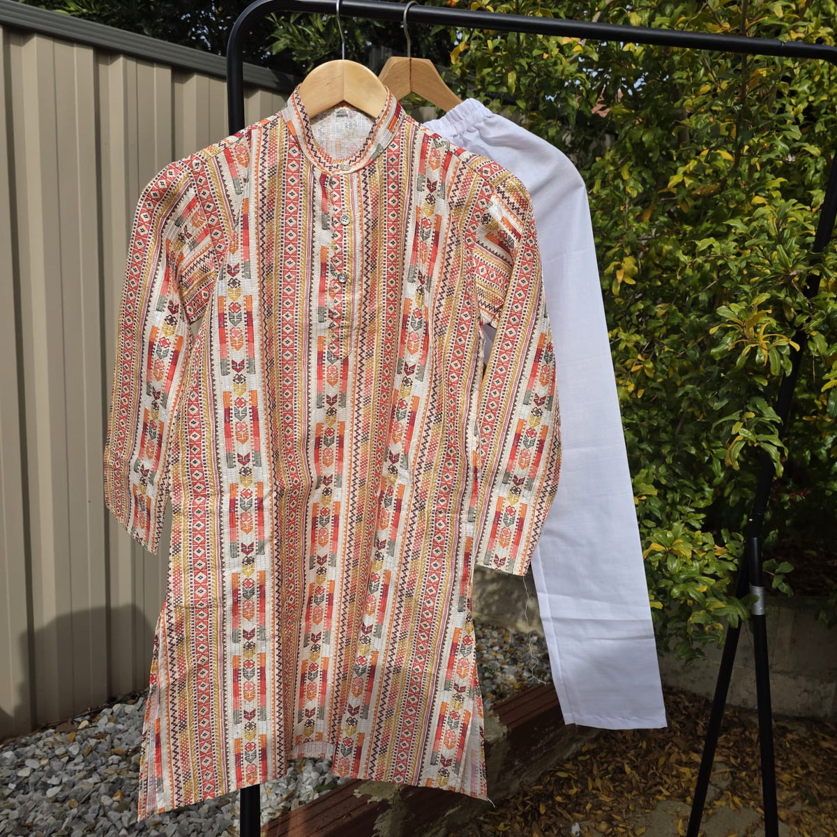 Multicolor Kids Kurta Pajama – Silk Kurta with Cotton Pyjama