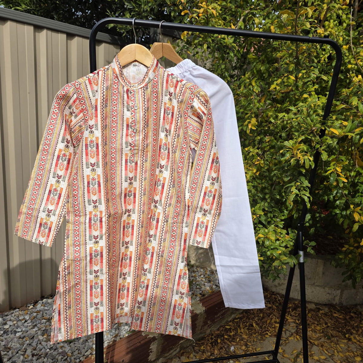 Multicolor Kids Kurta Pajama – Silk Kurta with Cotton Pyjama