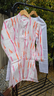 Kids Kurta Pajama Set – Multicolor Silk Kurta with White Cotton Pyjama 9